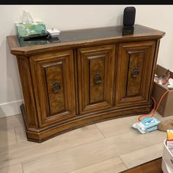 Wood BANQUET Cabinet Entry Table With Drawers 