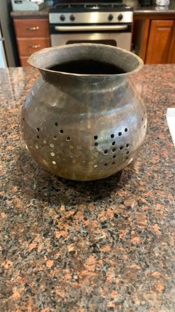 Vintage India religious Hindu copper potter makers name on bottom