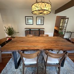 Live Edge Dining Table w/ 6 Chairs & Sideboard Buffet