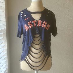 Nike Women's Houston Astros Jose Altuve Distressed Blue Tee Size S