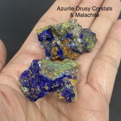 Azurite & Malachite small Rough Stones from Morocco 2pcs 32g Total