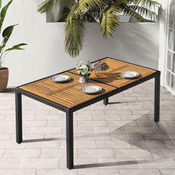 Patio Dinning Table, 60 inch by 36 inch acacia wood patio dining table , NEW