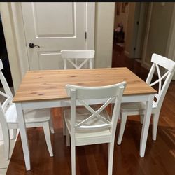 Ikea 2 Tone Dining Table and 4 Chairs