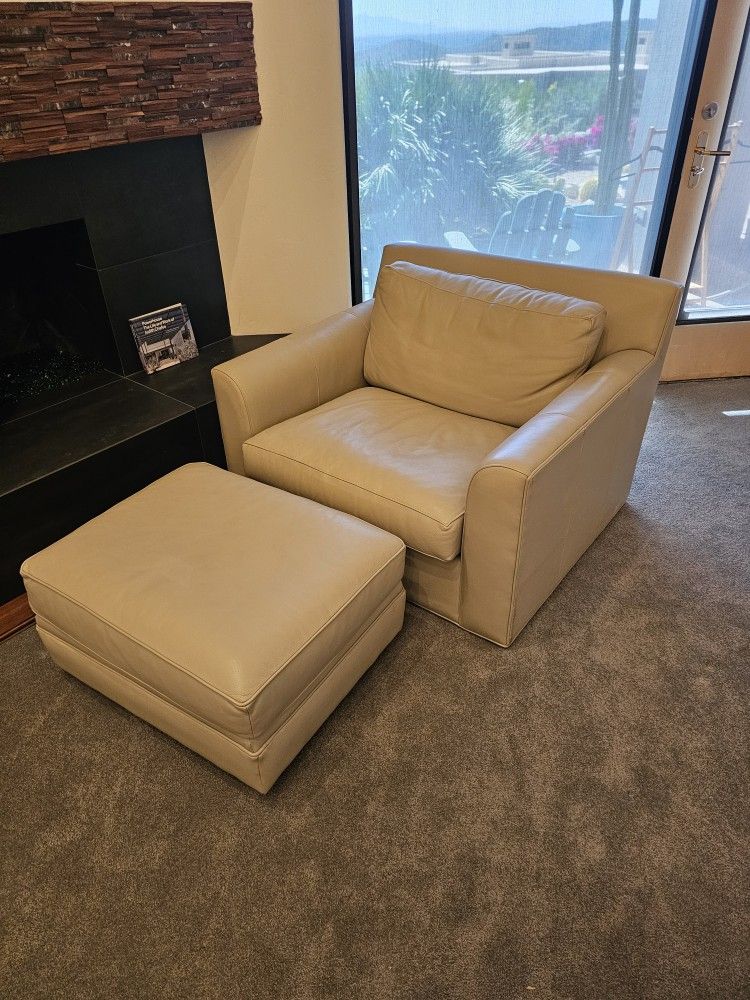 Leather Chair And Ottoman