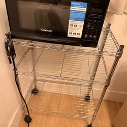 METAL RACK & MICROWAVE 