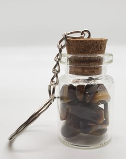 Natural Tiger's Eye filled Bottle Keychain
