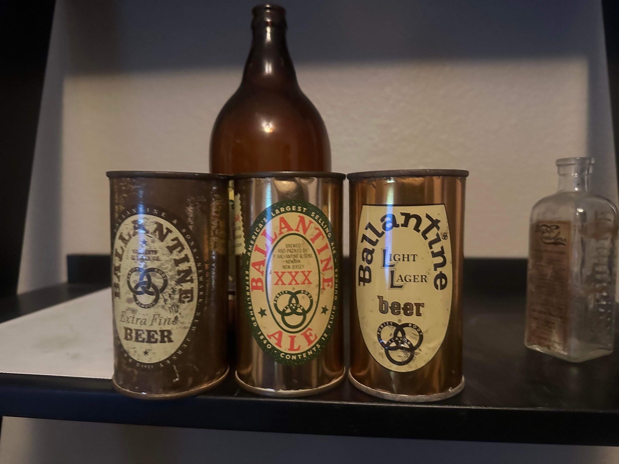 3 Ballantine Flat Top Cans