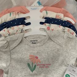 5 Carters 6mo Girl Bodysuits