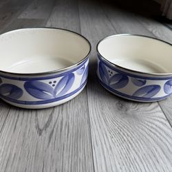 Vintage Metal Enamel Nesting Bowls Set Of 2
