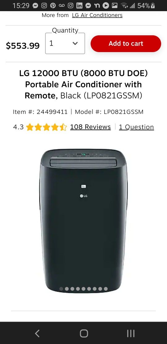 Stay Cool! LG AC Unit - Black12,000btu Like New!