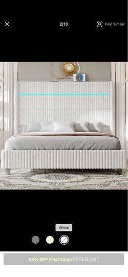 King bed corduroy white