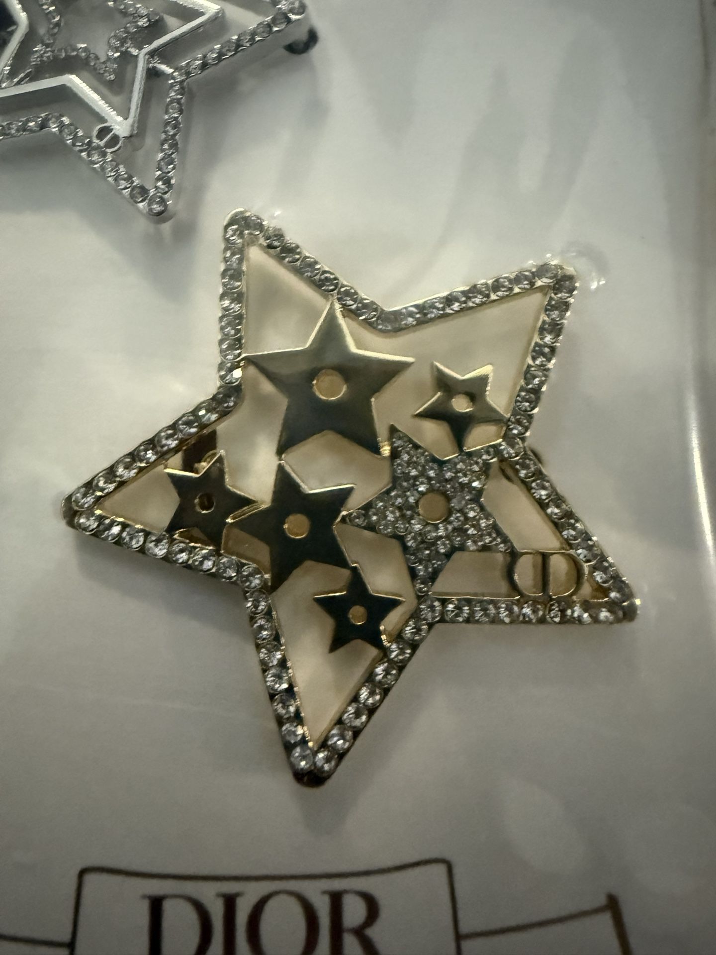Christian Dior Holiday Gold and Silver Star Hair Clips, NWT