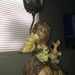 Antique pesant girl Lamp $250 1950,s Era 
