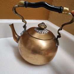 Vintage Solid Brass Tea Kettle Victorian Style Brass Teapot 