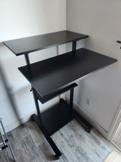 VIVO Black Mobile Height Adjustable Stand Up Desk