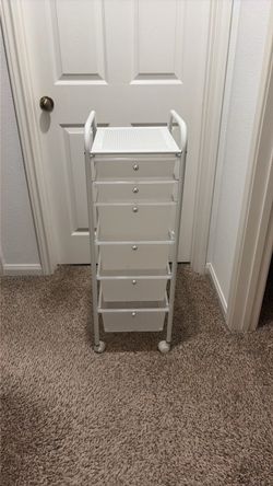 White utility cart with drawers