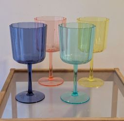 4pk 13oz Sun Squad Retro Wine Glasses Stemmed