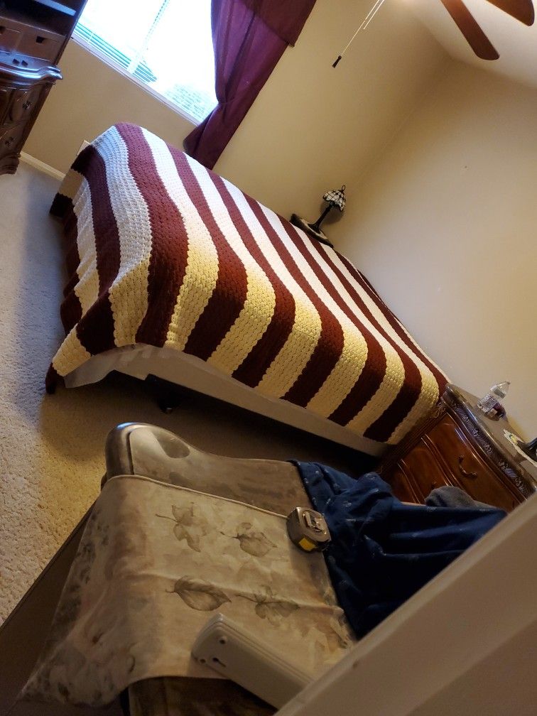 King Or Calif. King Crocheted Blanket/Bed Cover