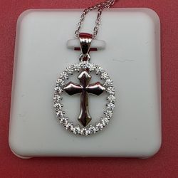 Iced Cross Moissanite Necklace – Rhodium-Plated 925 – 1.00 CTW