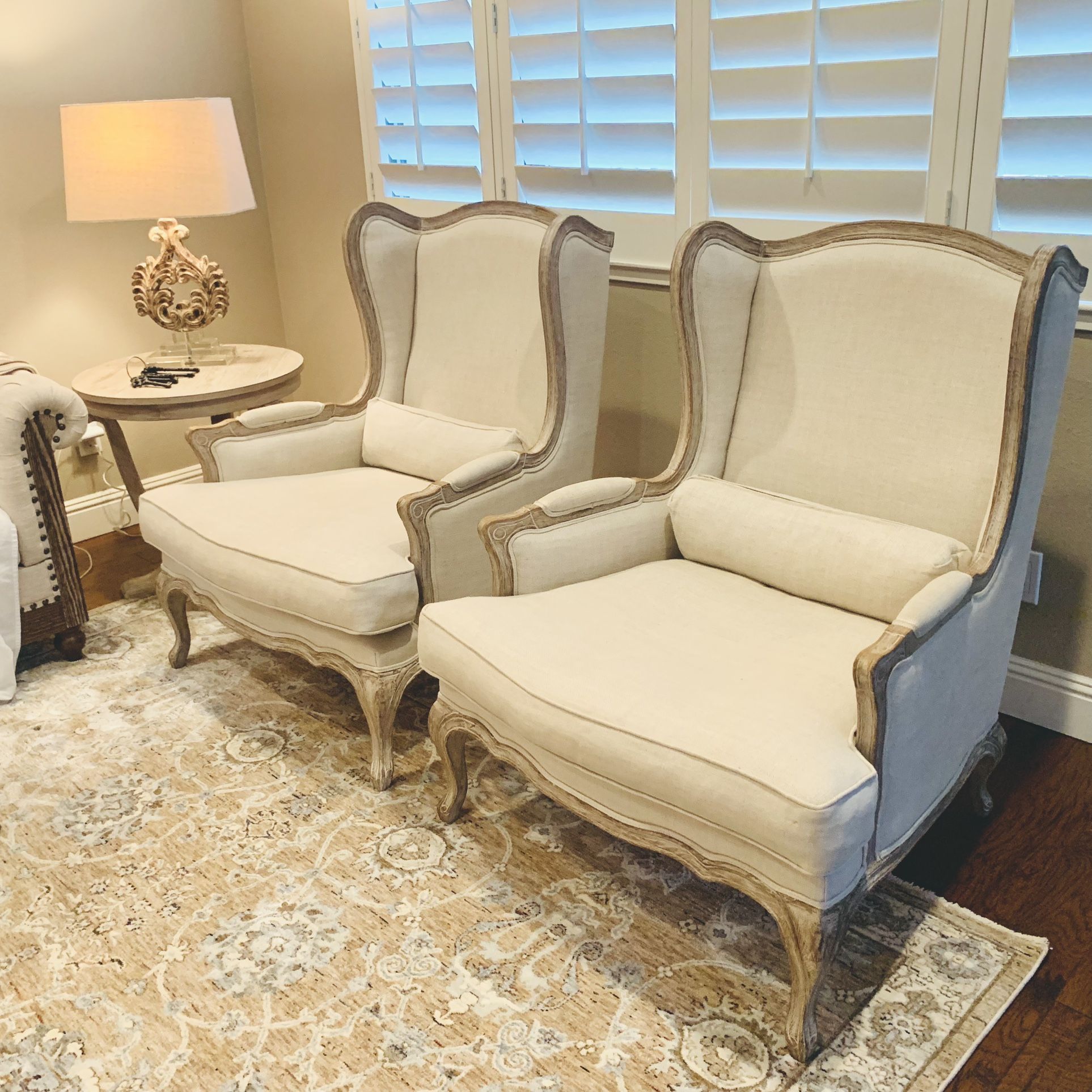 2 Restoration Hardware Lorraine Chairs . Like New Condition. for