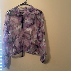 Purple See-Through Camouflage Jacket/Vest with Hoodie 