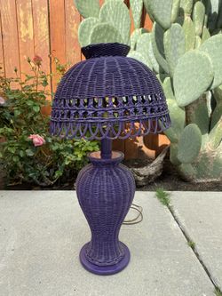 Vintage 1970s Wicker Table Lamp 