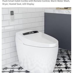 131 Smart Toilet, Tankless Bidet Toilet for Bathrooms with Heated Bidet Toilet Seat & Foot Sensor Operation, Warm Water Sprayer & Dryer, Tankless Toil