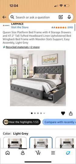 Larmace Queen Platform Bed Frame with Storage Drawers