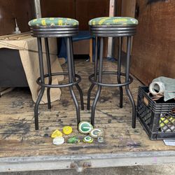 2- Green Bay Packers 360* Black 31” Crome Bar Stool w/Free Packer Extras