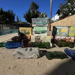 Vintage Avon Glass Car & Figural Bottles – 13pc Lot w/ Boxes – Mid Century Décor