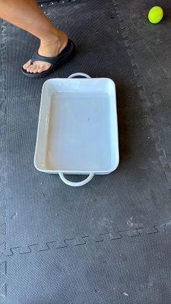 white rectangular ceramic baker