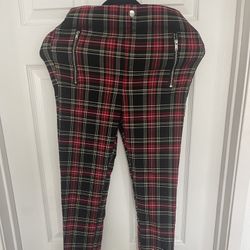 ZARA Red Plaid Pants - Size M (Like New)