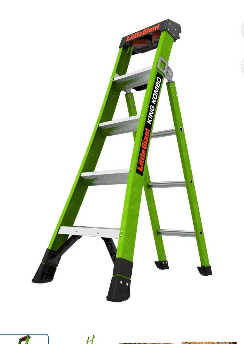 Little Giant King Kombo 5'-8' Fiberglass 3-in-1 Combo Ladder, 375 lbs. Rated