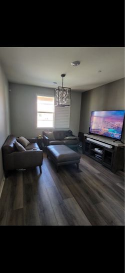 Leather Sofa Set with Ottoman
