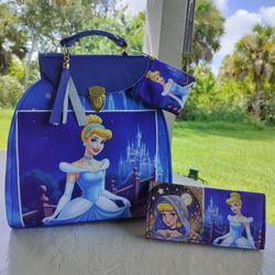 Cinderella Purse Bag/Backpack, Wallet And Coins Purse Set 