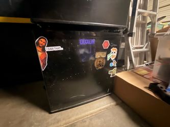 Black mini fridge