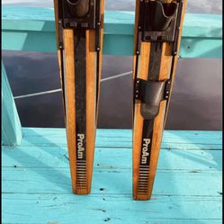 Vintage Wood Water Skis Cut & Jump Pro Am 57”