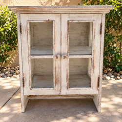 Rustic Distressed White Wood & Glass Display Cabinet – Farmhouse Curio ($125 OBO)
