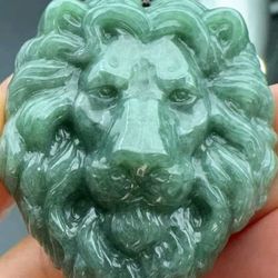 Exquisite Jade Jadeite Lion Pendant. All Natural. Comes With Certificate 