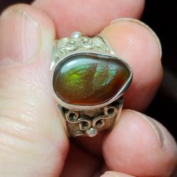 925 Fire Agate Ring Sz 8.5