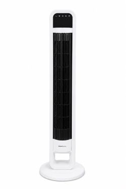 OmniBreeze Tower Fan with Remote Control, Oscillation & Timer – White