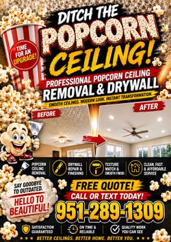 Popcorn/ acoustic ceiling removal & drywall