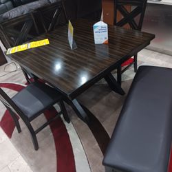 *Memorial Day Now*---Kelly Dining Table Sets W/4 Chairs And Bench---Now $699---Limited Inventory!!!---Financing Available 