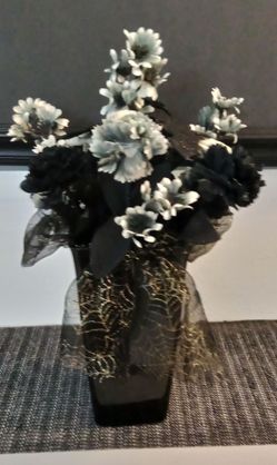 Black Vase with Artificial Flower Arrangement