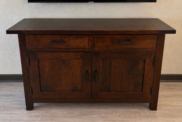 World Market Dark Wood Sideboard with Drawers and Cabinet