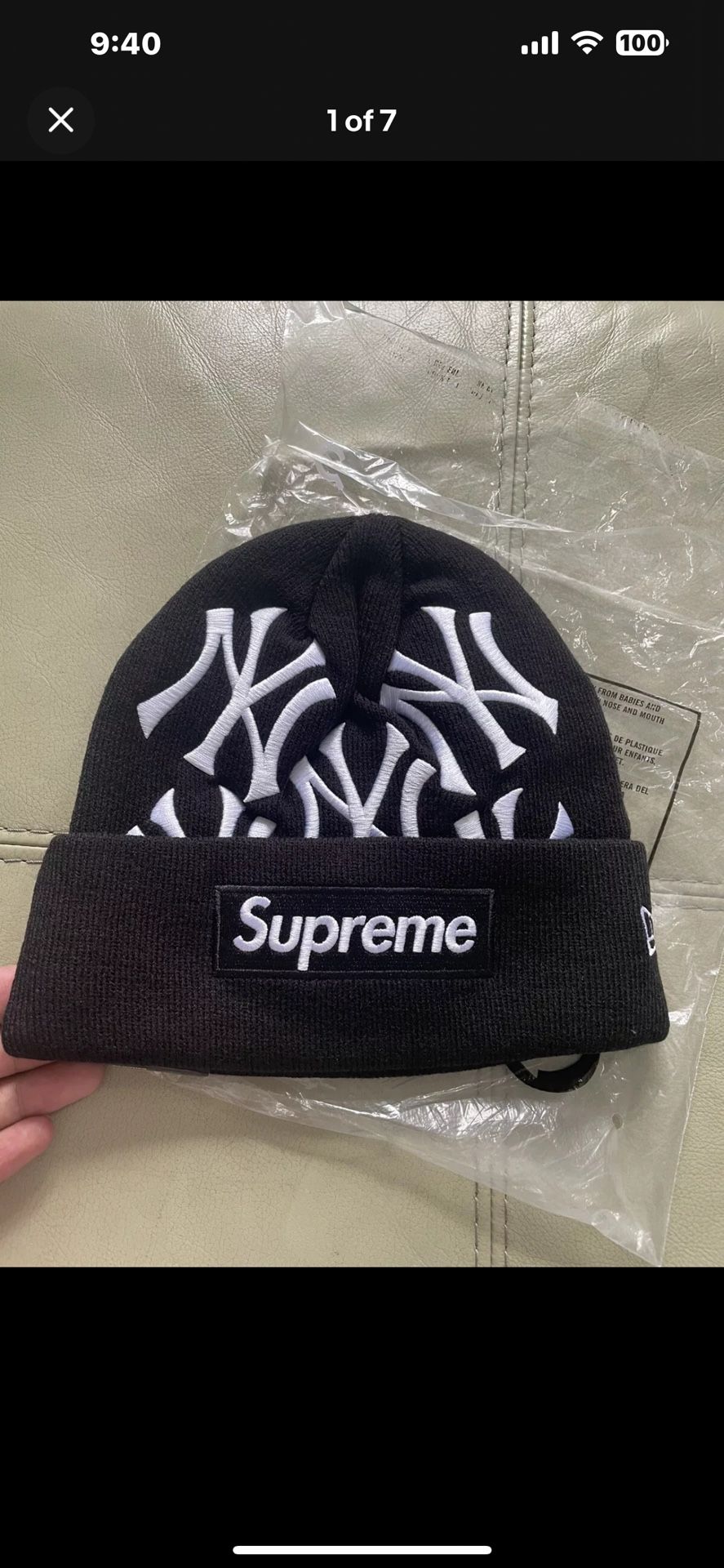 Supreme new era nyc black beanie