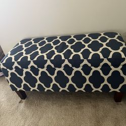 Blue rectangular storage bench/ottoman.