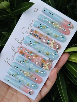 Nails 10pc Acrylic Set Long Length,Application Kit Included $25