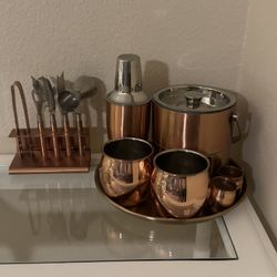 Copper Hammered Bar Set