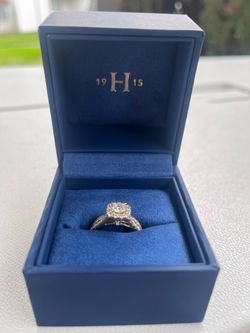 Helzberg Diamonds Halo Engagement Ring and Band Set